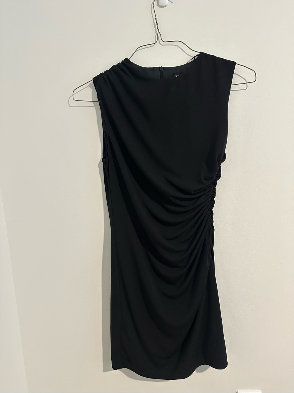 Zara Sleeveless Black Ruched Side Dress